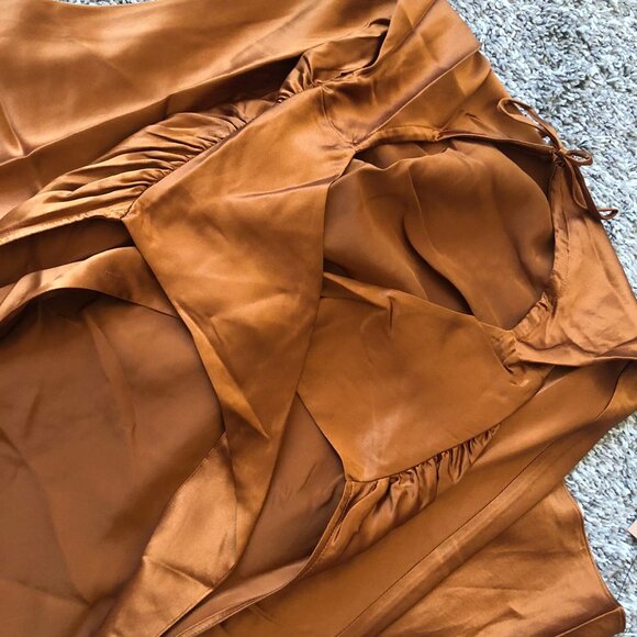 NWT Reformation Anaiis Silk Dress Sz4 Copper Orange Cocktail Soft - Picture 9 of 11